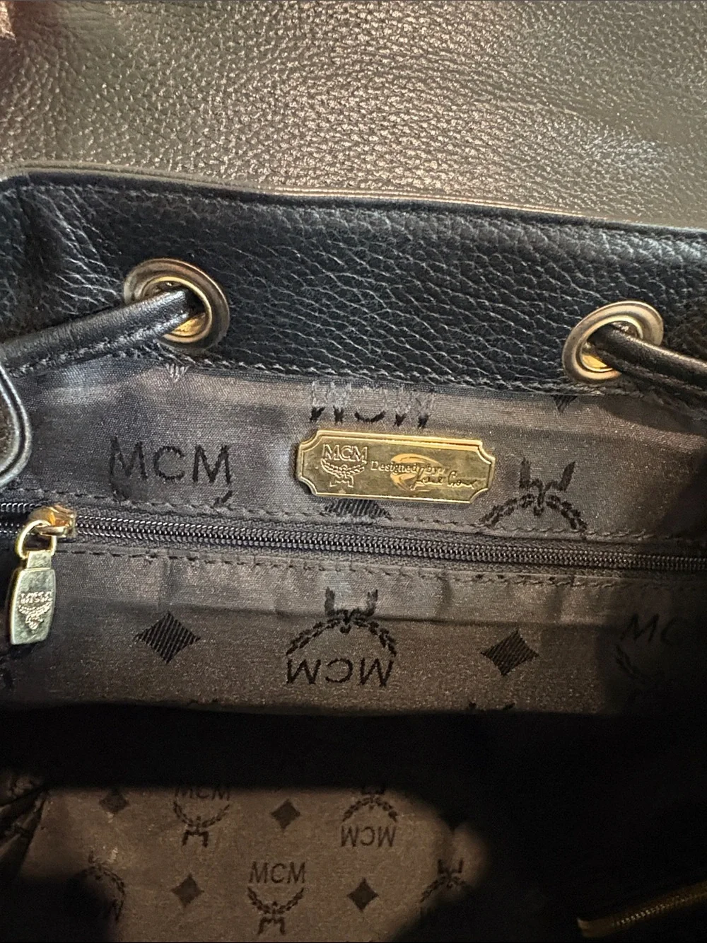 MCM Black Leather Backpack Made in Germany